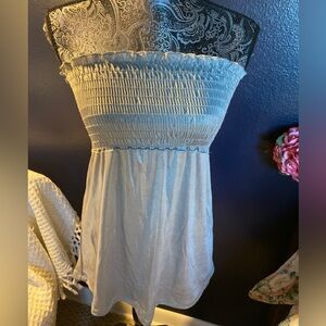 Y2K VINTAGE SILVER TUBE BABYDOLL  TOP XS